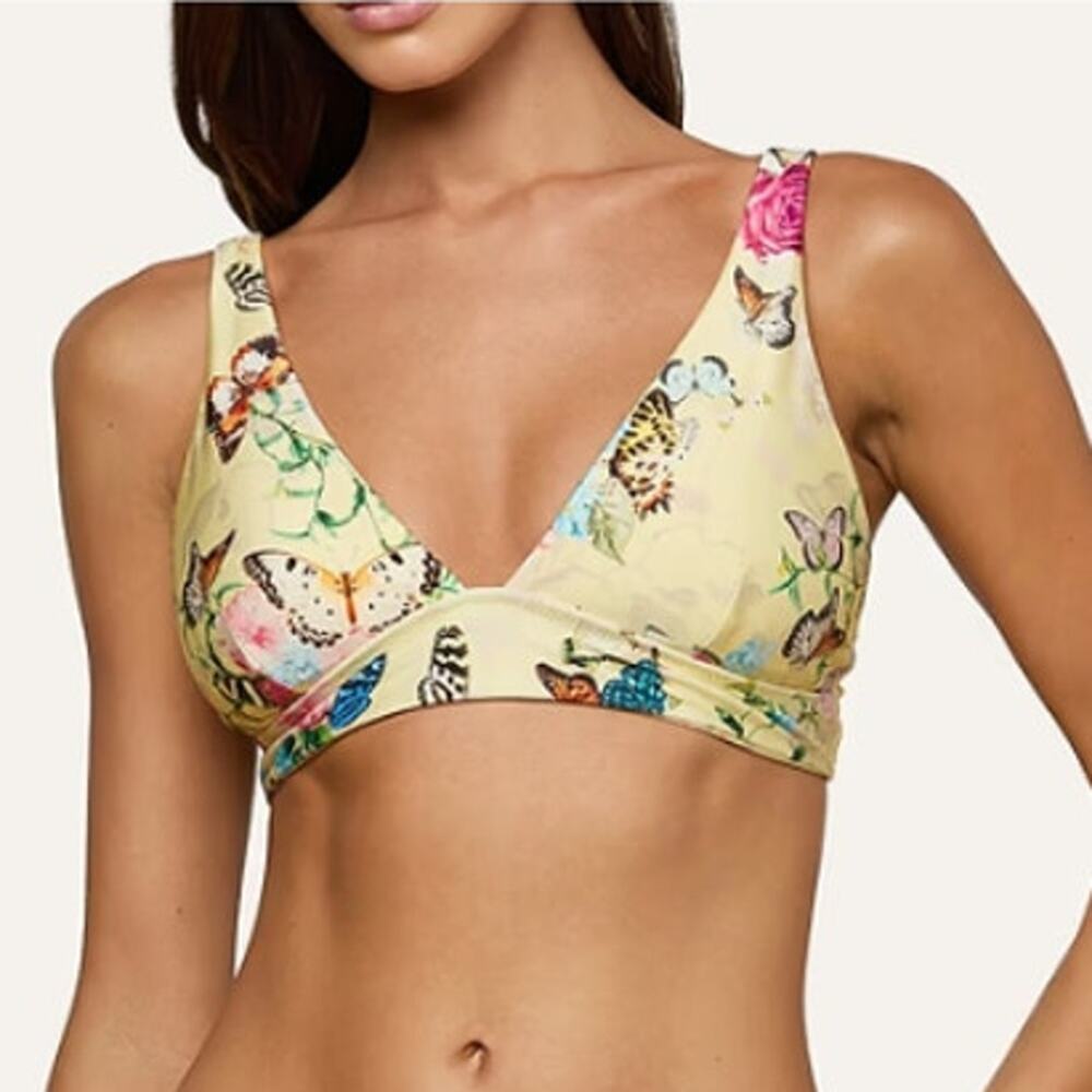 Lagence Lexie Bikini Top Pale Yellow Garden Butterflies Size S